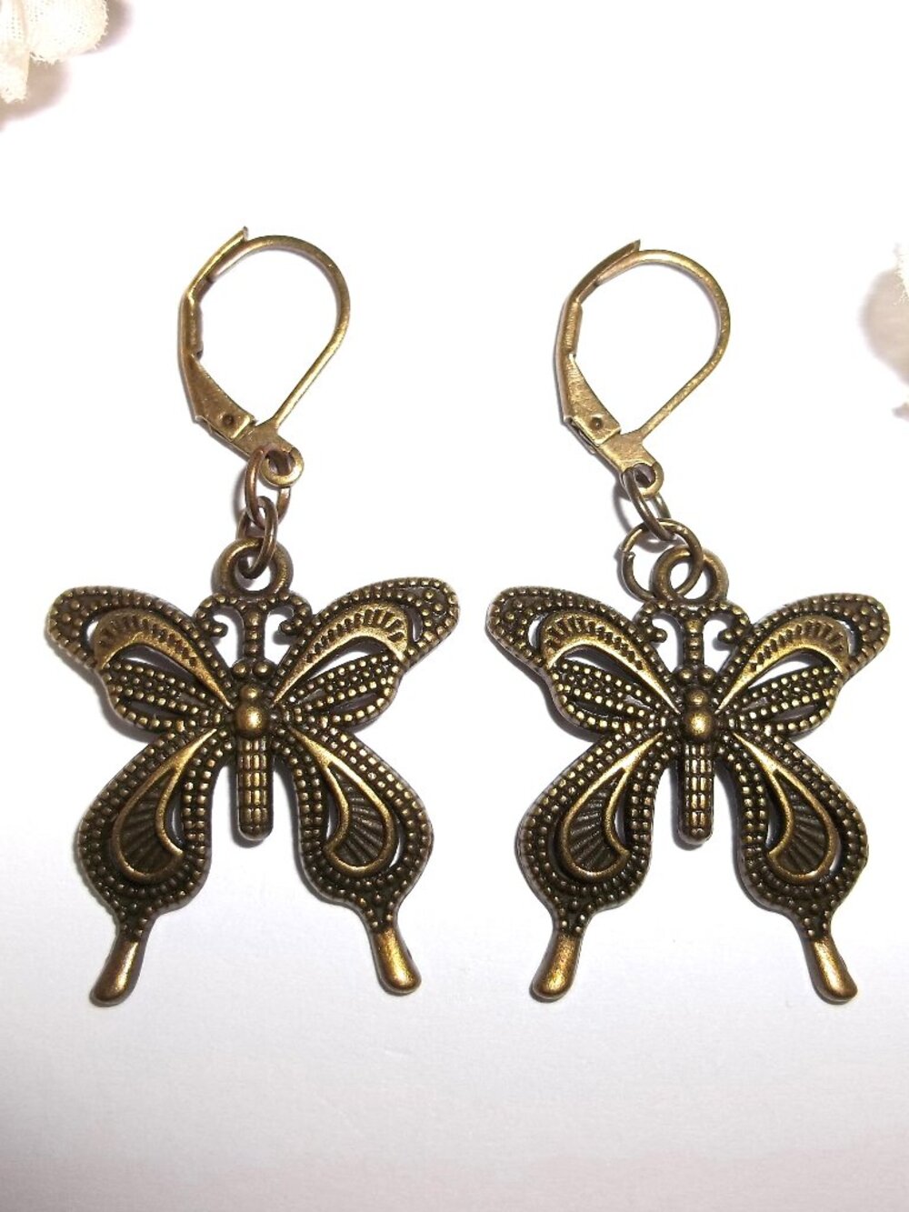 Butterfly Earrings Brown Bronze Dangle Drop Set Pair Boho Style Jewelry NWT A718